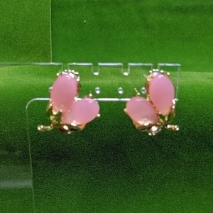 Vintage Moon Glow Pink Cabochon Clip-on Earrings